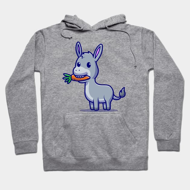 Cute Donkey Eating Carrot Cartoon Vector Icon Illustration Hoodie by Catalyst Labs